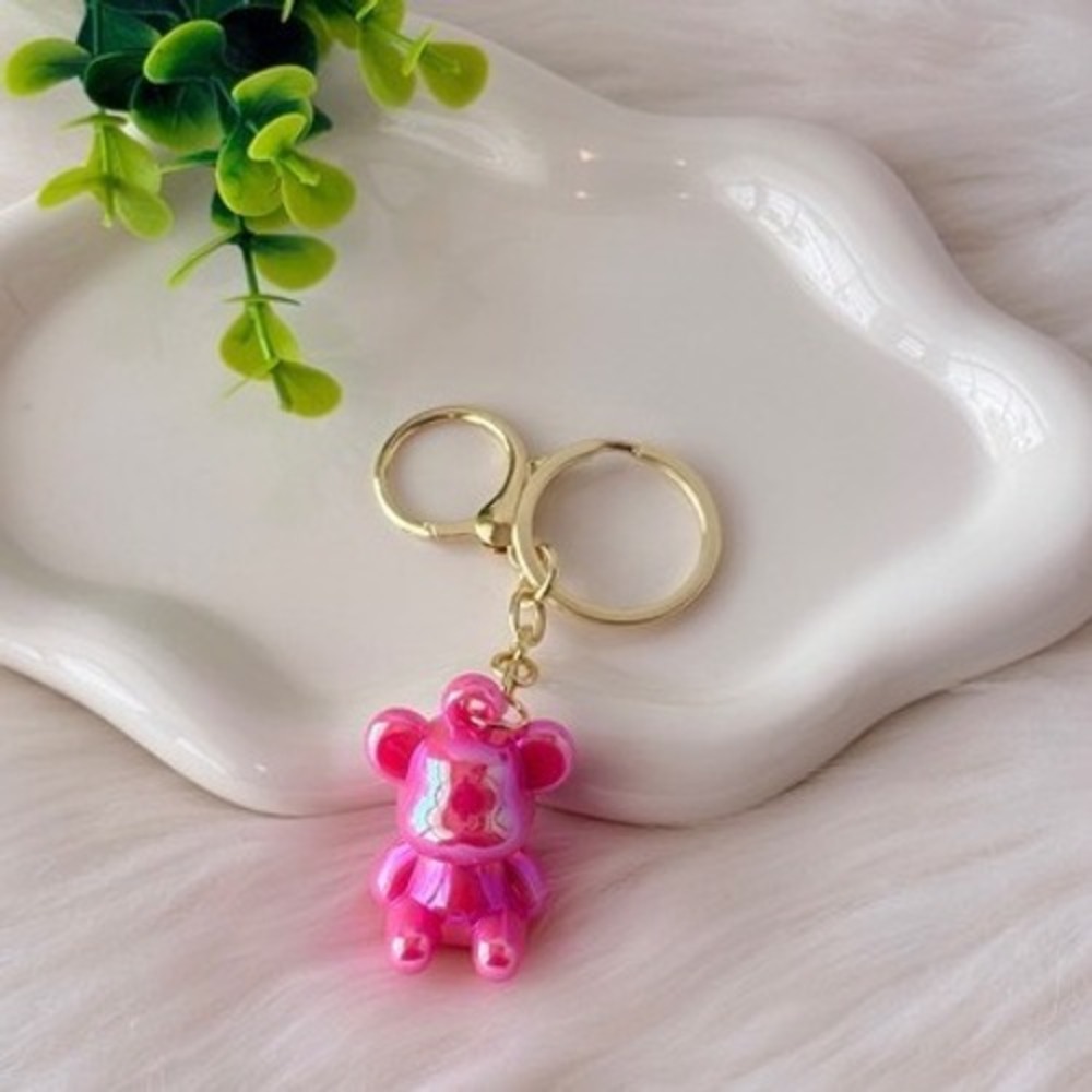 Pearlescent Teddy Bear Keychain/Bag Charm